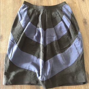 Silk blue and black stripe skirt